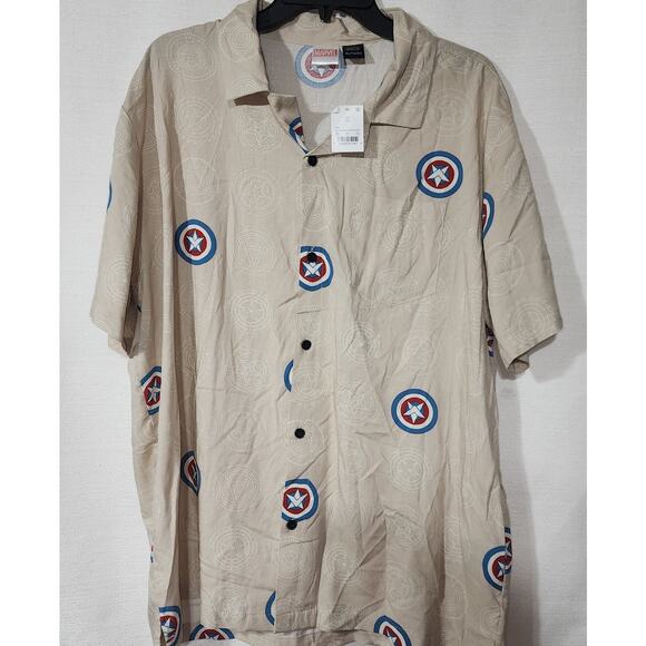 Captain America button down short sleeve shirt Men's X-Large - Picture 1 of 7
